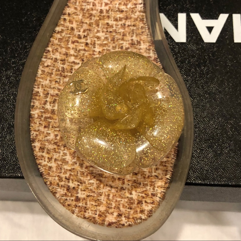 CHANEL CAMELLIA CC LOGO JELLY SANDALS - Picture 3 of 7
